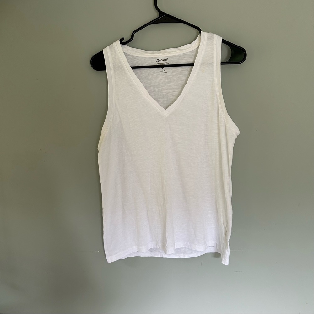 Madewell White V-Neck Tank Top